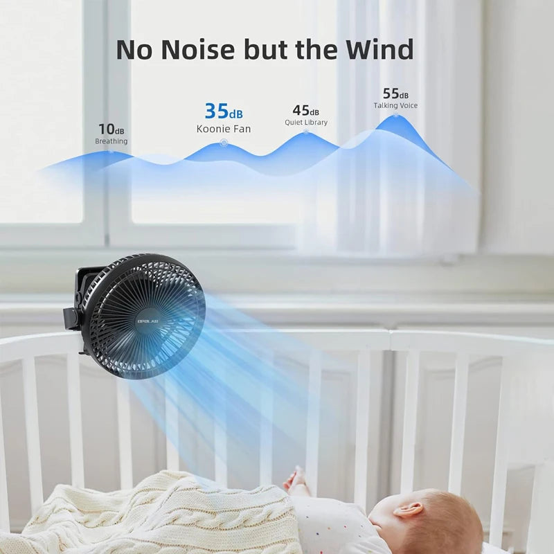Akku-Klemmventilator 20 cm mit USB-C-Ladung