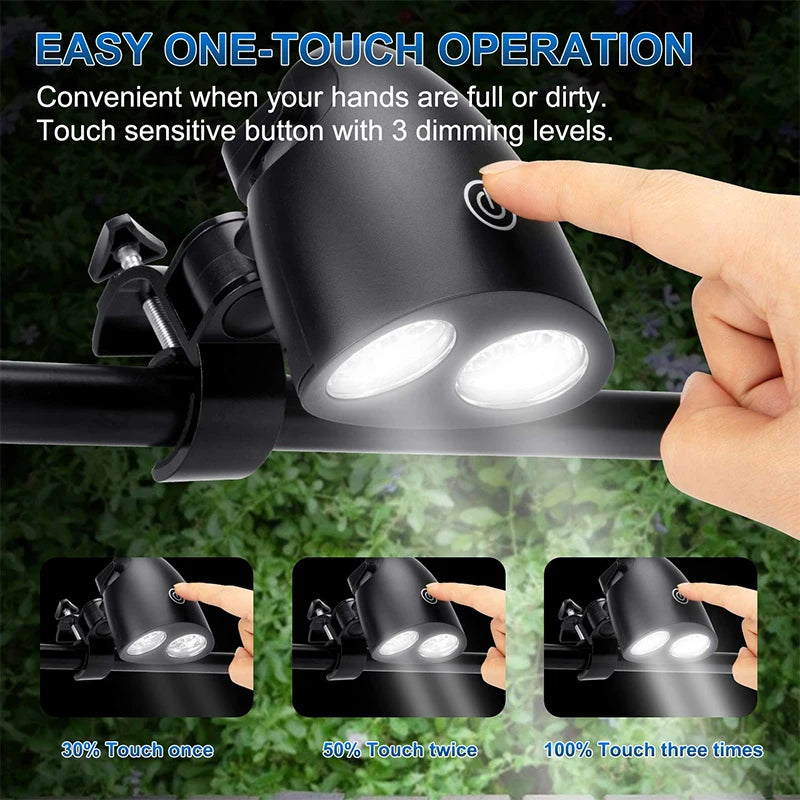 LED-Grilllampe mit 360°-Drehhalterung und Clip
