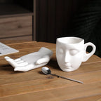 Gesichtstasse Keramik mit Hand-Untersetzer