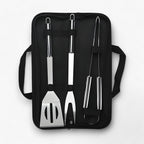 Stainless steel grill cutlery set with carrying case – 3-piece or 5-piece