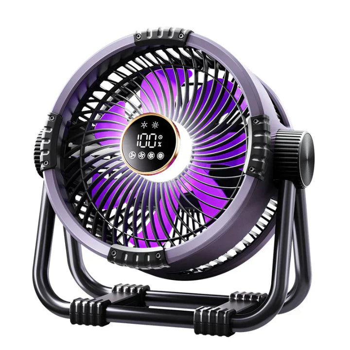 Campingventilator mit Akku und LED-Licht