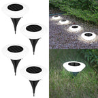Solar ground light with 14 LEDs and 360° ground illumination – Set of 4