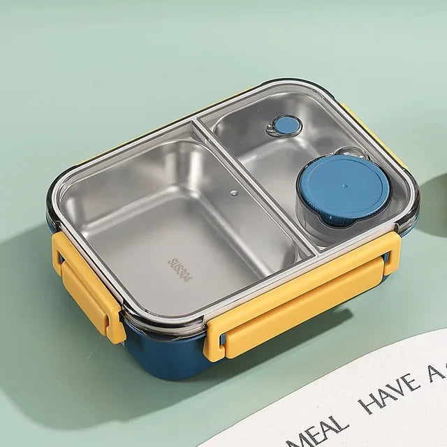 Insulated stainless steel lunchbox with bento compartments