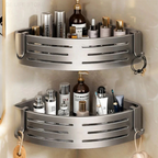 Duscheckregal 2er-Set – Bohrlochfreie Wandmontage mit Haken