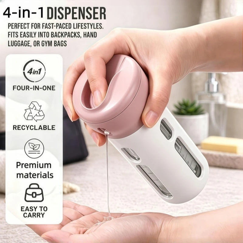 Reise-Dosierflasche 4-in-1 nachfüllbar und auslaufsicher