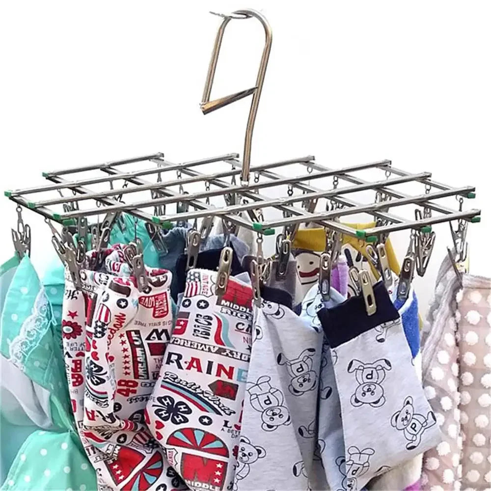 Wäschetrockner klappbar mit 35 Clips Edelstahl
