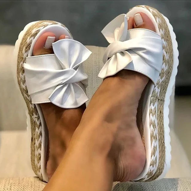 Sandalen Damen mit Schleife und Plateausohle