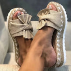 Sandalen Damen mit Schleife und Plateausohle