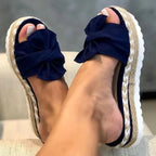 Sandalen Damen mit Schleife und Plateausohle