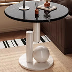 Runder Beistelltisch mit Marmor-Optik Tischplatte