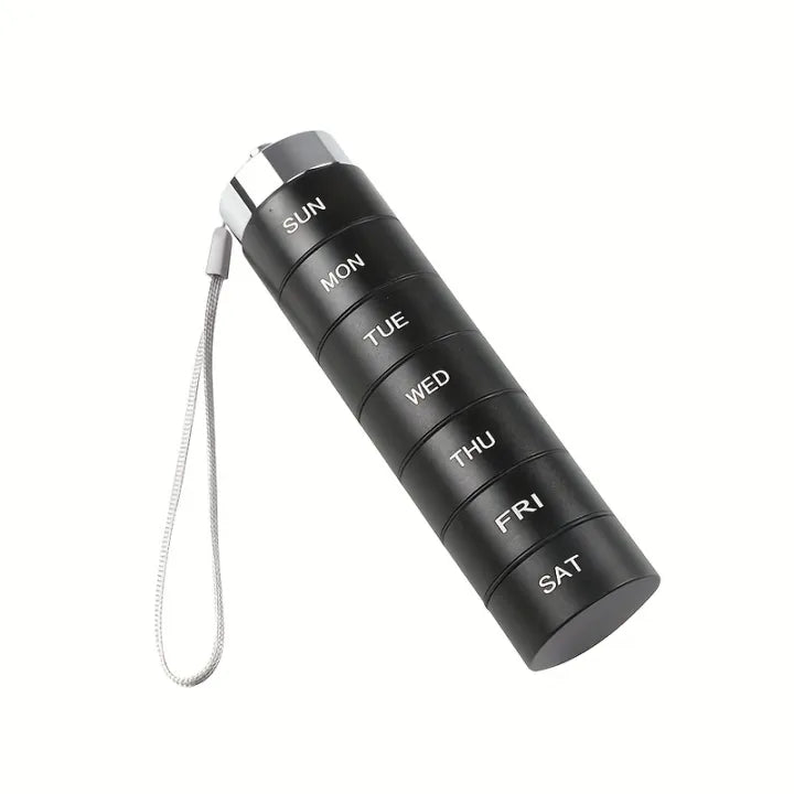 Medikamentendosierer 7-Tage aus Aluminium, wasserdicht, mit Schlüsselband – 15,5 cm