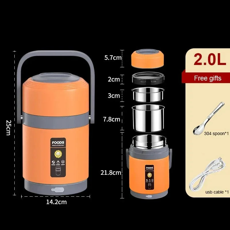 Elektrische Lunchbox USB mit Warmhaltefunktion 2,0 l