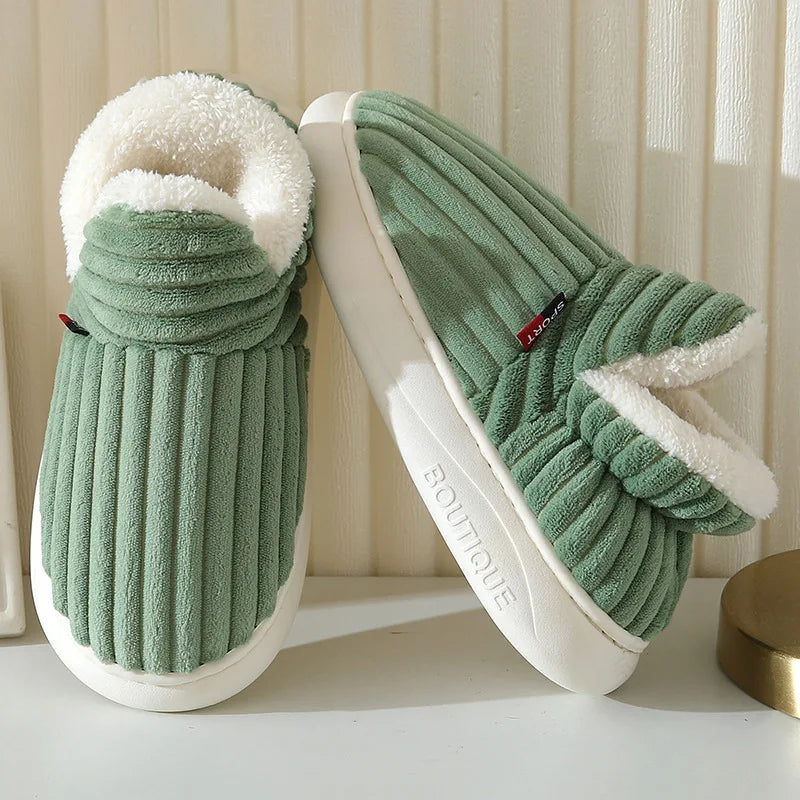 Winterhausschuhe Cord mit Plüschfutter