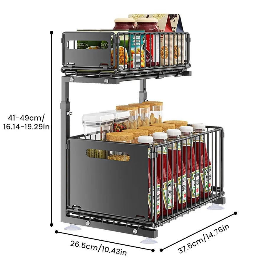 Ausziehbarer Küchenschrank-Organizer 2-stufig