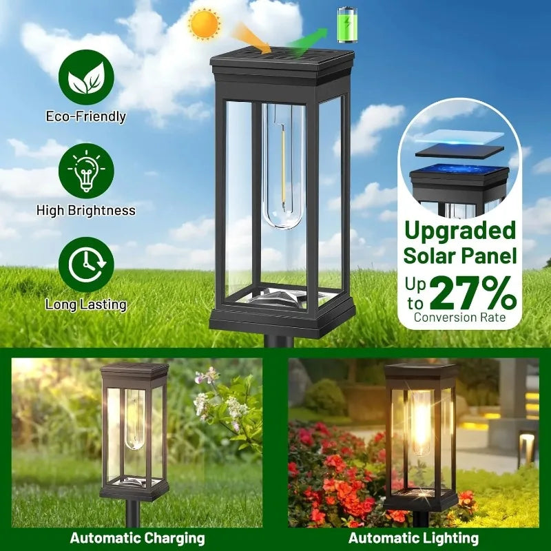 Solar-Wegeleuchte im Laternen-Design mit Glühfaden-Optik – 2er-Set