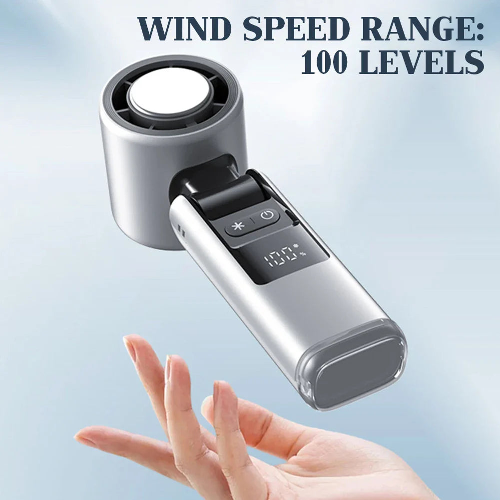 Mini Handventilator mit 100 Windstufen und Digitalanzeige