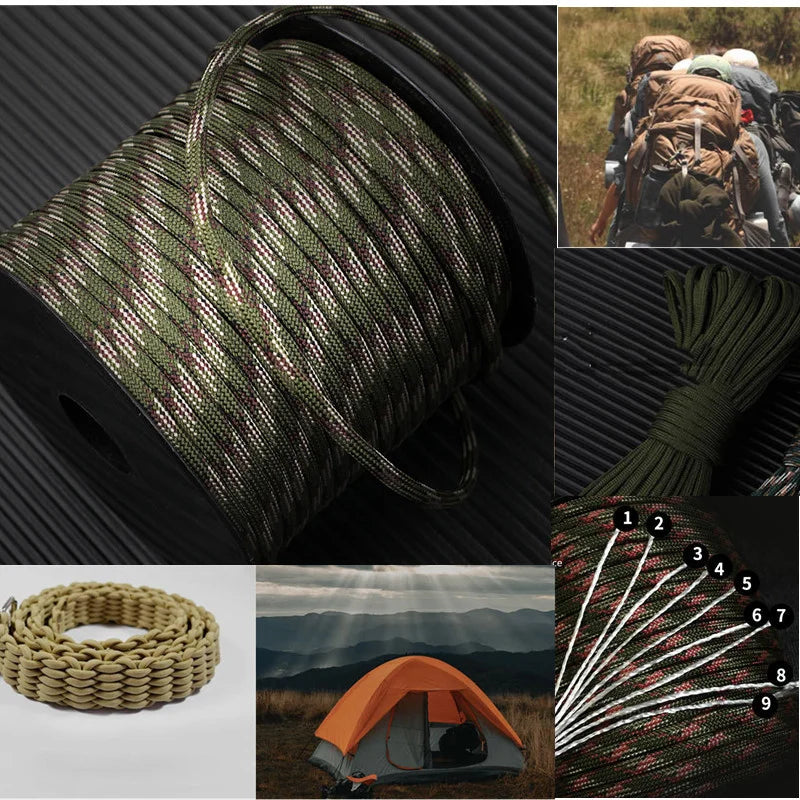 Paracord Outdoor-Seil 4 mm mit 9 Kernsträngen - 295 kg Zugkraft