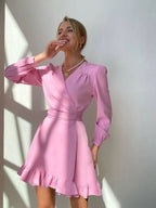Wrap dress A-line with V-neckline
