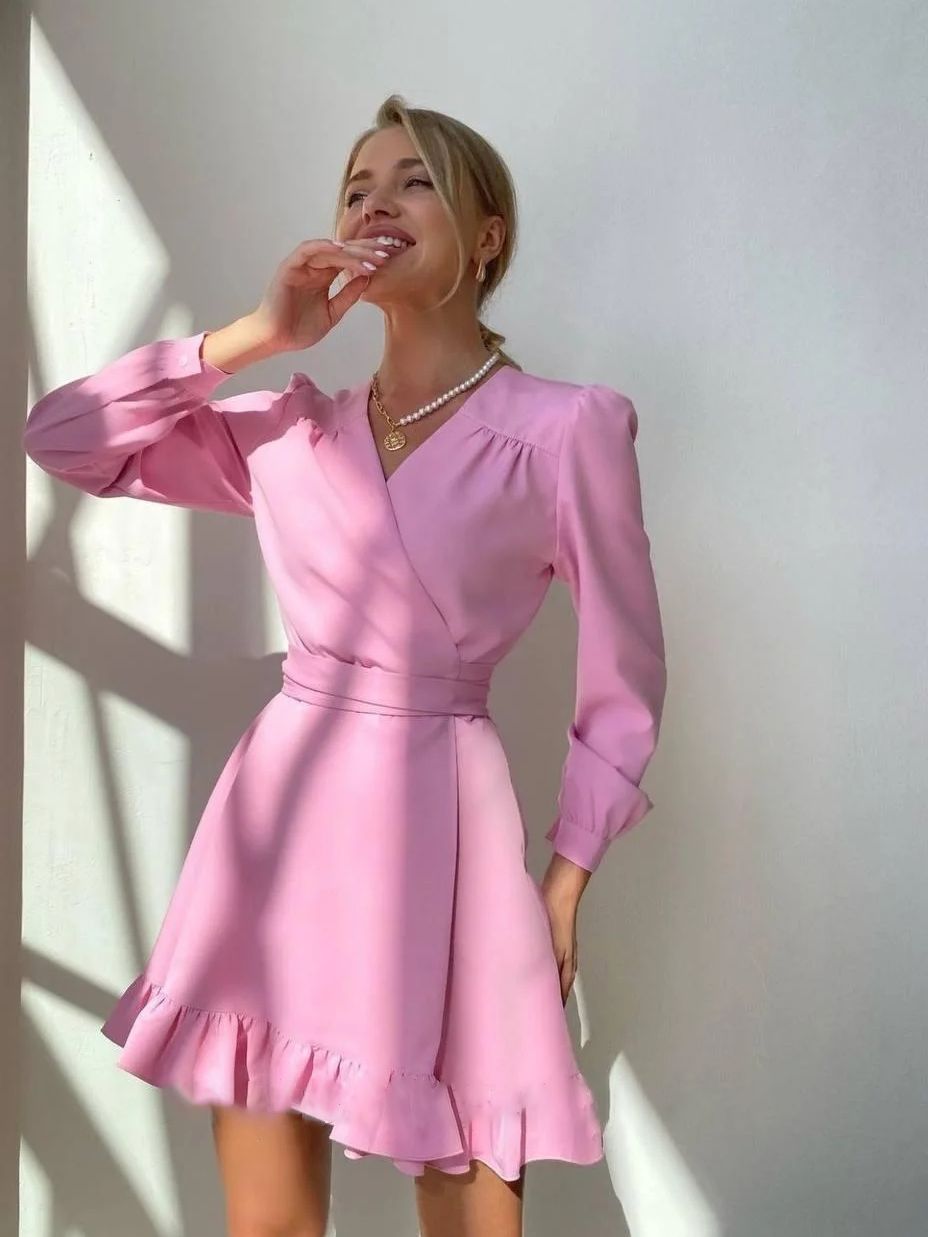Wickelkleid A-Linie mit V-Ausschnitt