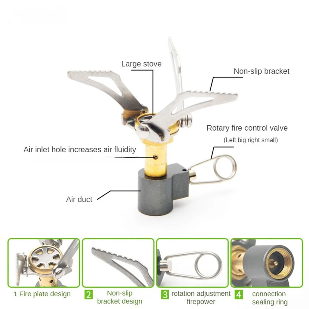 Foldable Mini Gas Stove 45g – Ultralight for Camping and Outdoor Use
