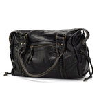 Schwarze Handtasche aus PU-Leder mit Vintage-Waschung