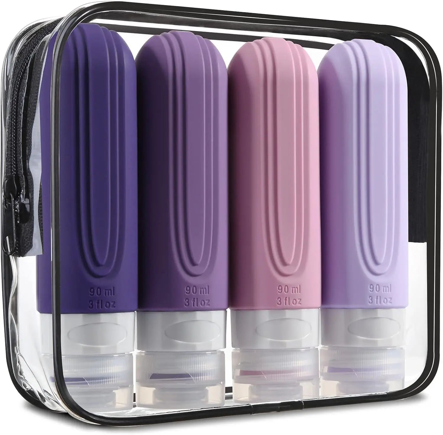 Reiseflaschen Set Silikon 90 ml mit Kulturbeutel