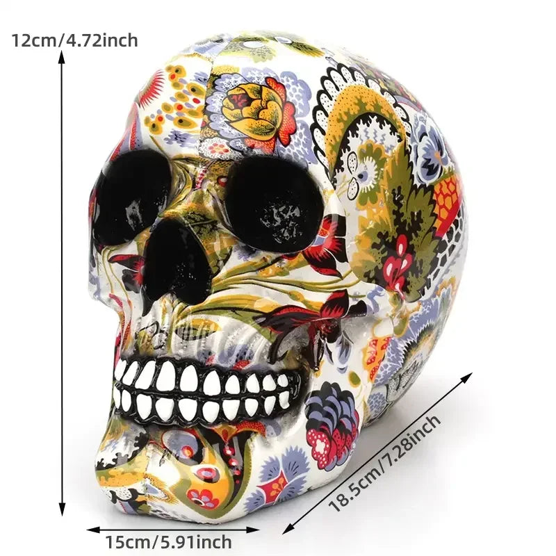 Decorative skull with Mexican floral pattern