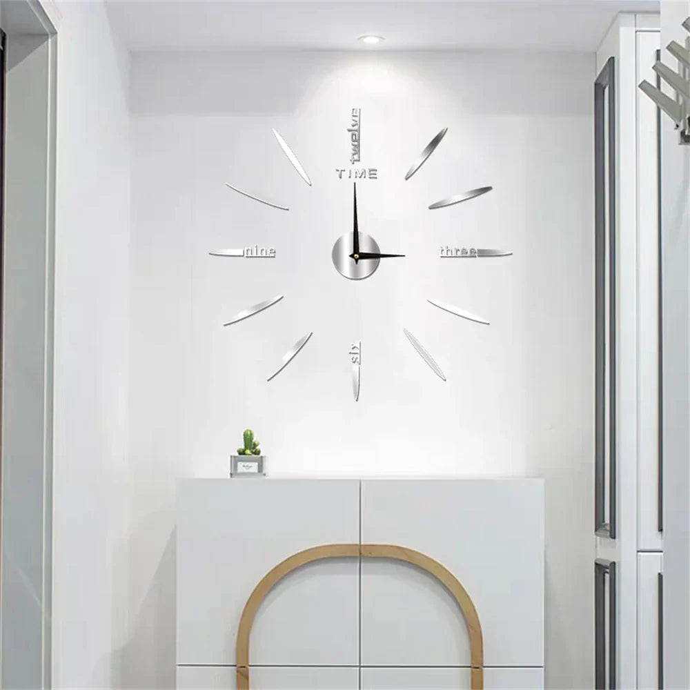 3D Wall Clock for Self-Sticking – Modern Acrylic Look