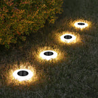 Solar ground light with 14 LEDs and 360° ground illumination – Set of 4