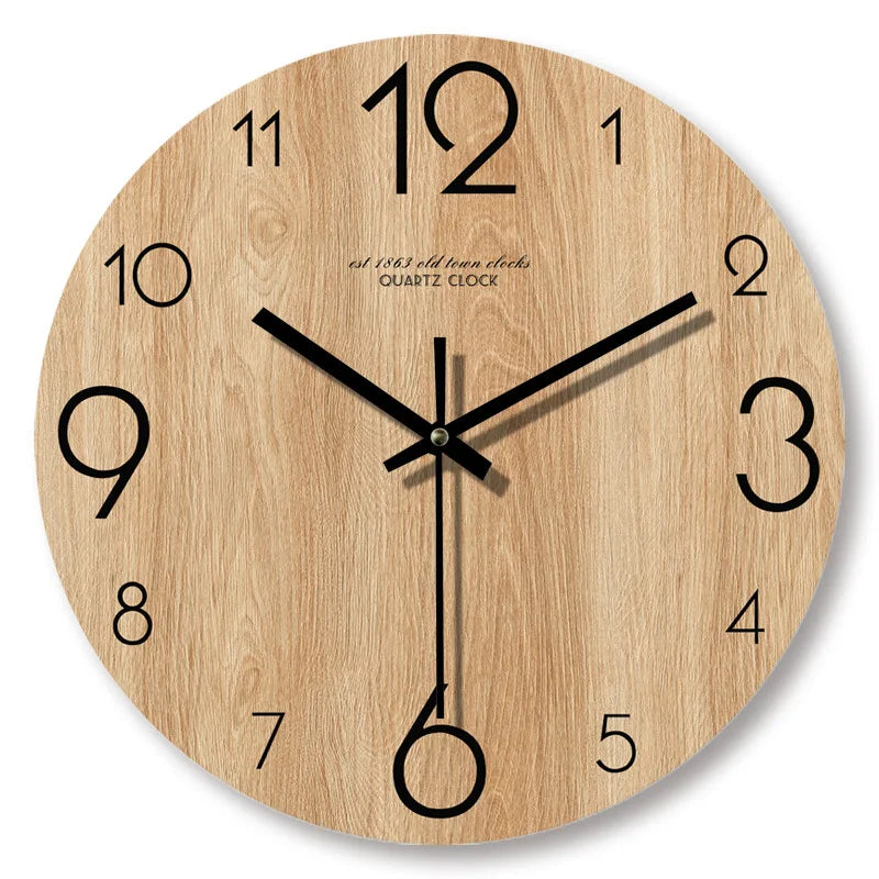 Wanduhr Holzoptik 30 cm mit geräuschlosem Quarzwerk