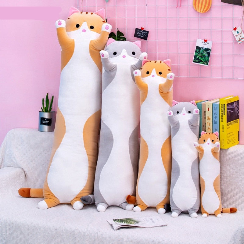 Plush Cat Pillow – Soft, Long, Various Sizes