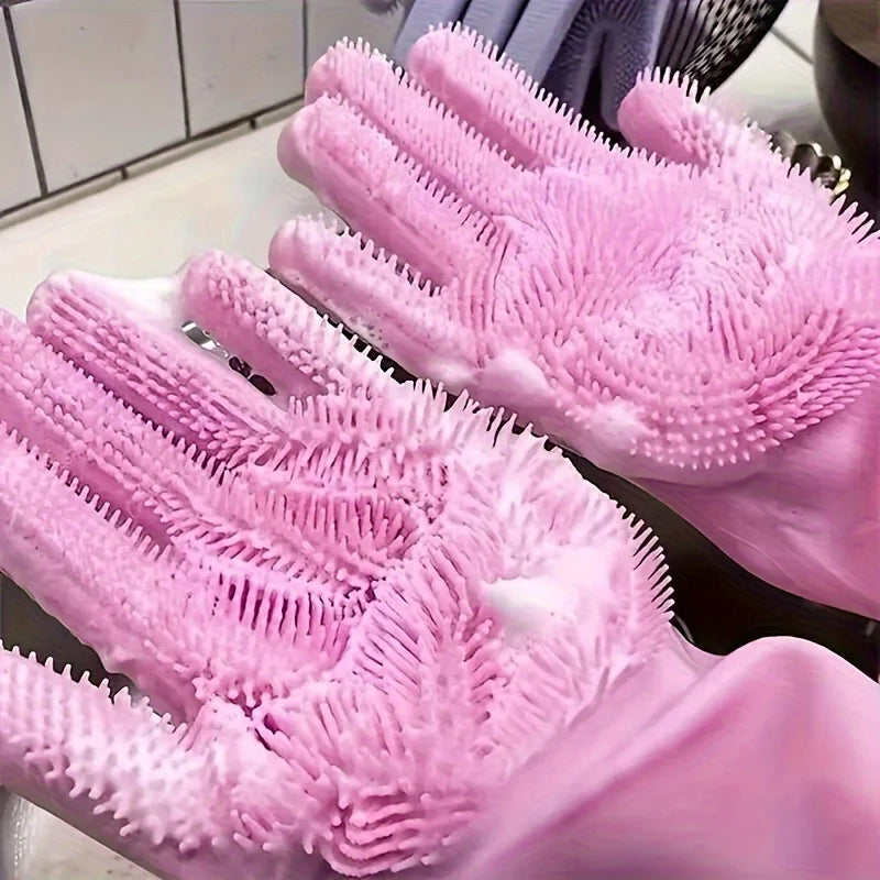 Silikon-Spülhandschuhe mit Reinigungsborsten