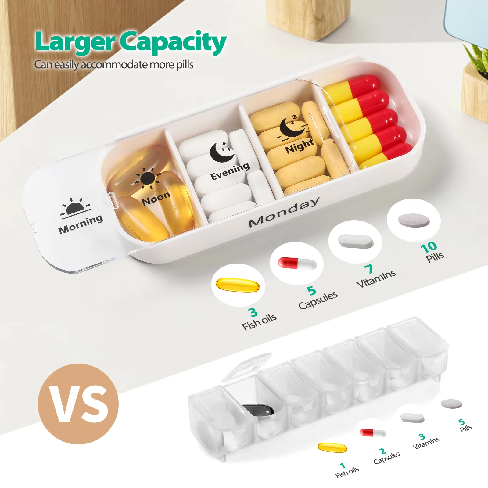 7-Day Pill Organizer with Weekday Labels
