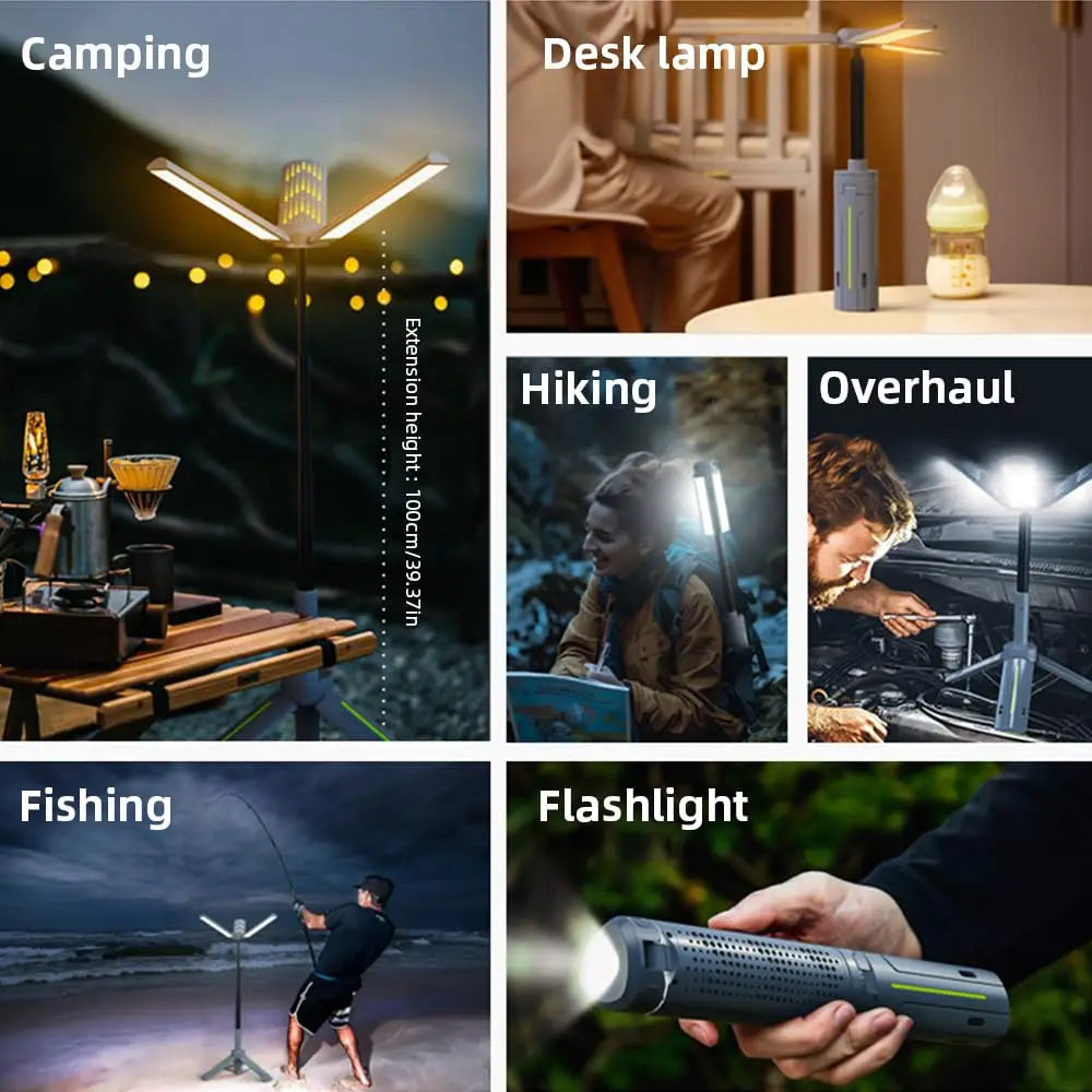 Retractable LED Camping Lamp with 8000mAh Power Bank