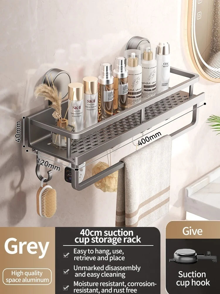 Suction Cup Bathroom Shelf – Drill-Free Wall Mounting in 3 Sizes