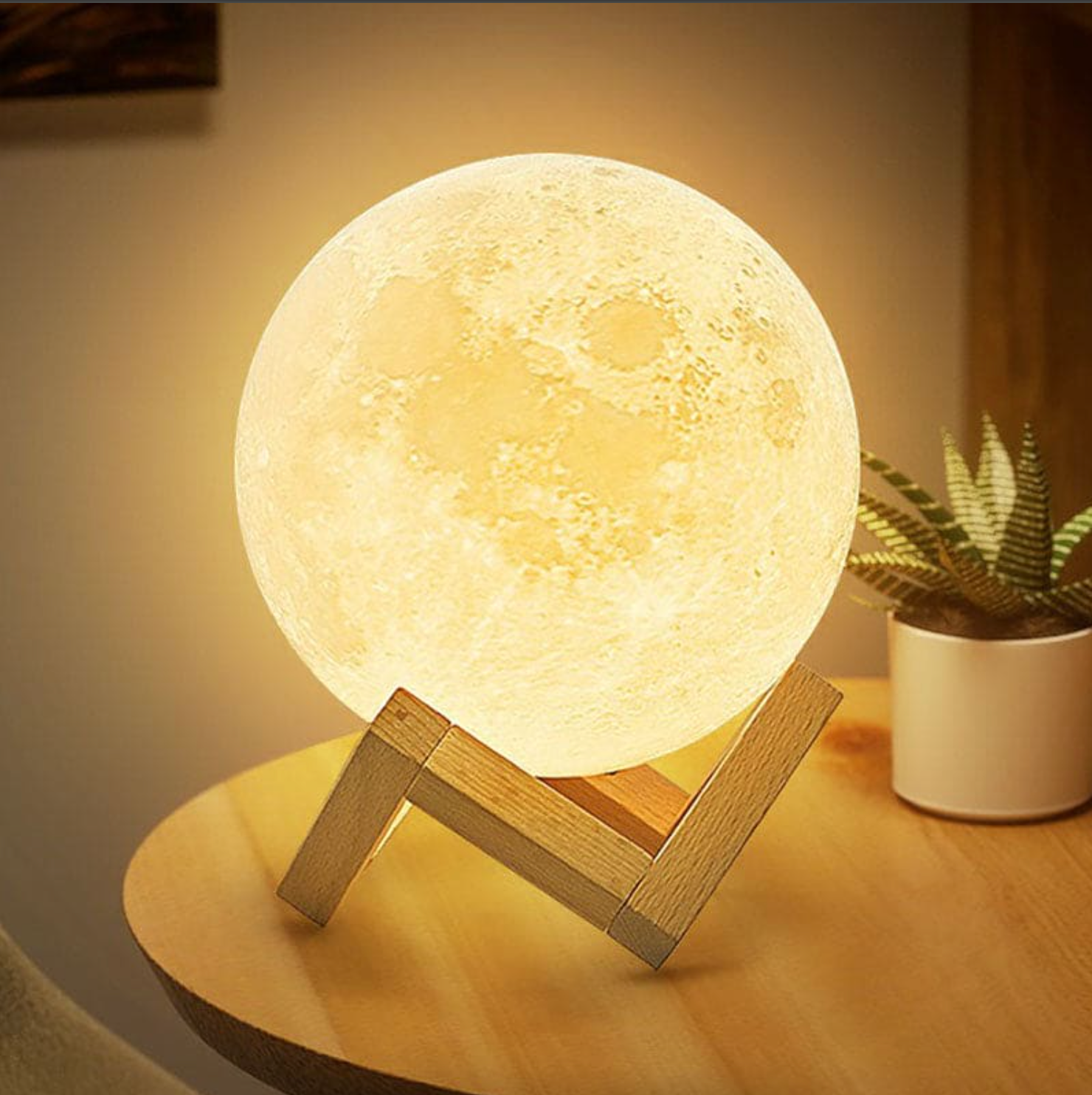 Rechargeable LED Moon Lamp with 16 Colors and Remote Control