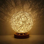 Tischlampe Rattan Kugel 30 cm mit Dimmfunktion