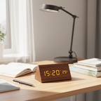 LED wooden watch with voice control