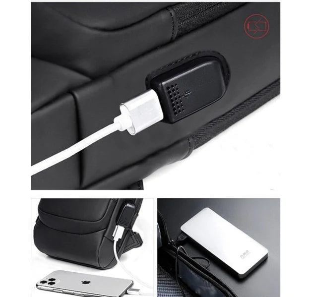 Crossbody-Bag mit USB-Anschluss & Zahlenschloss – Diebstahlsicher