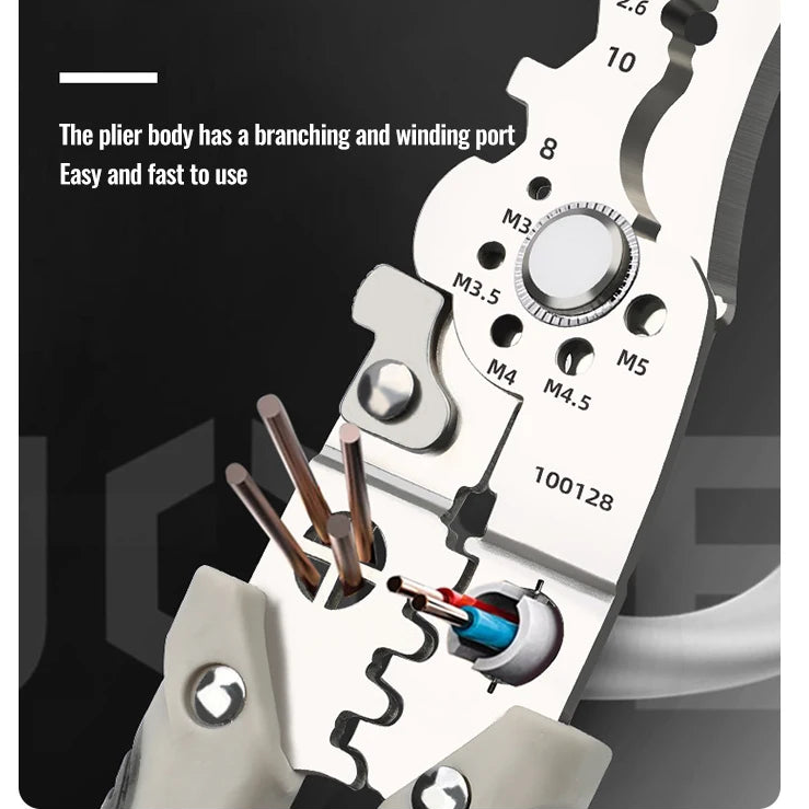 Multifunctional wire stripper with crimping function