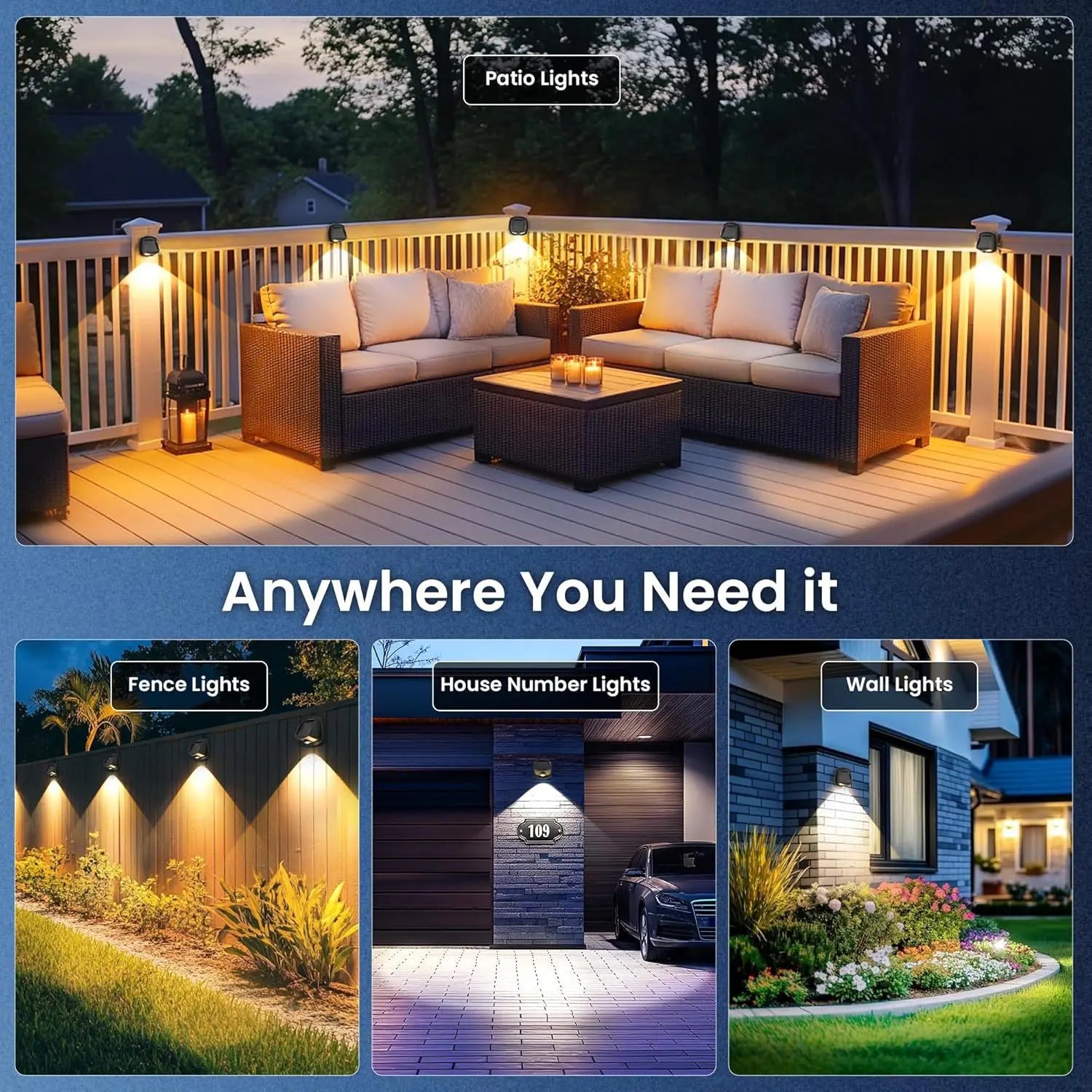 Solar-Wandleuchte LED mit Konvexlinse