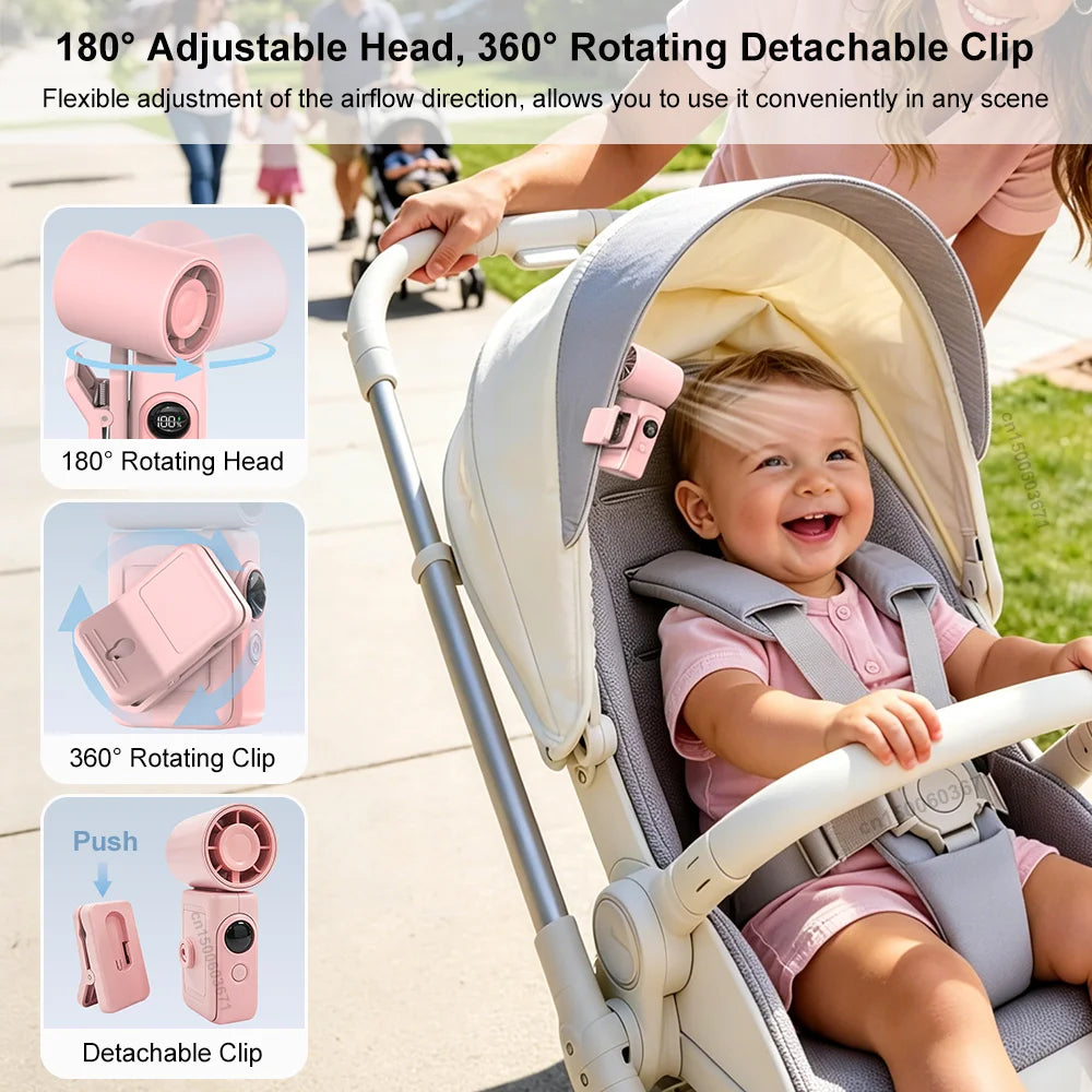 Tragbarer Mini-Ventilator mit Clip und LED-Anzeige