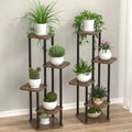 5-tier plant shelf with metal frame and wooden shelves