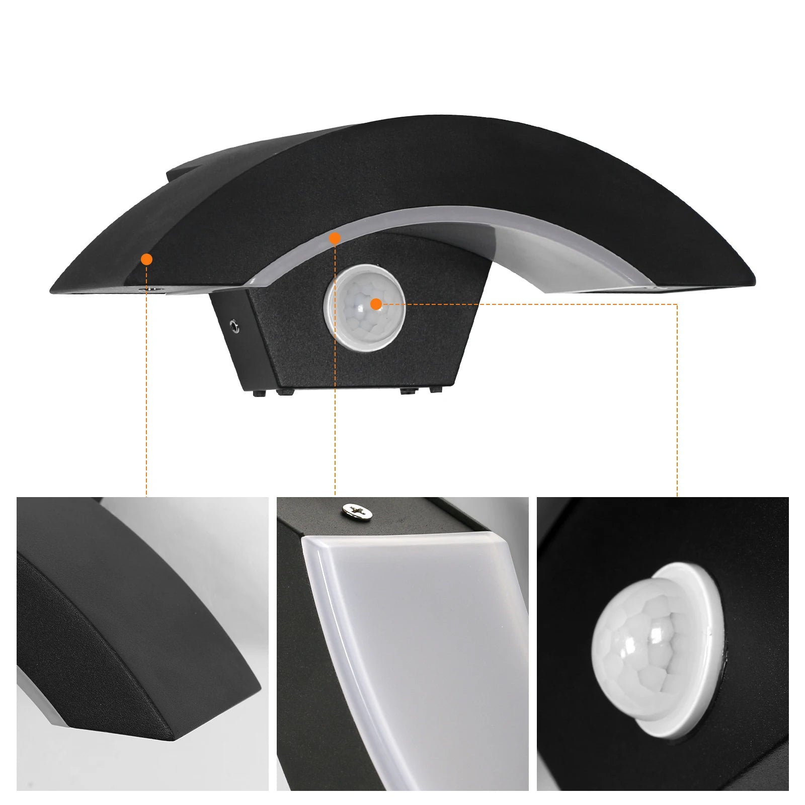 Außenwandleuchte LED 24 W mit Bewegungsmelder, Schwarz