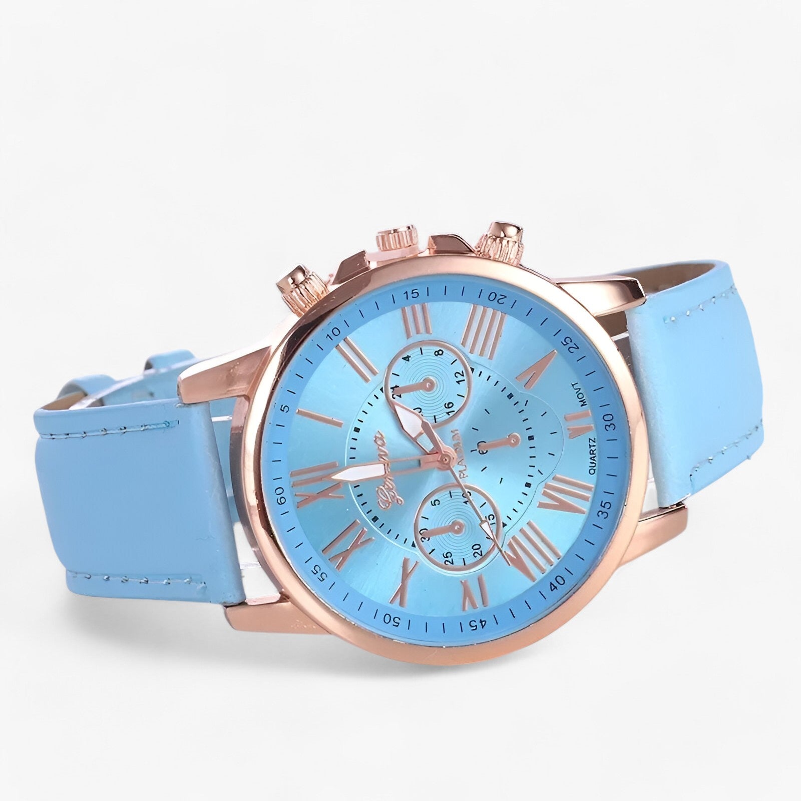 Elegante Damenuhr mit echtem Lederarmband