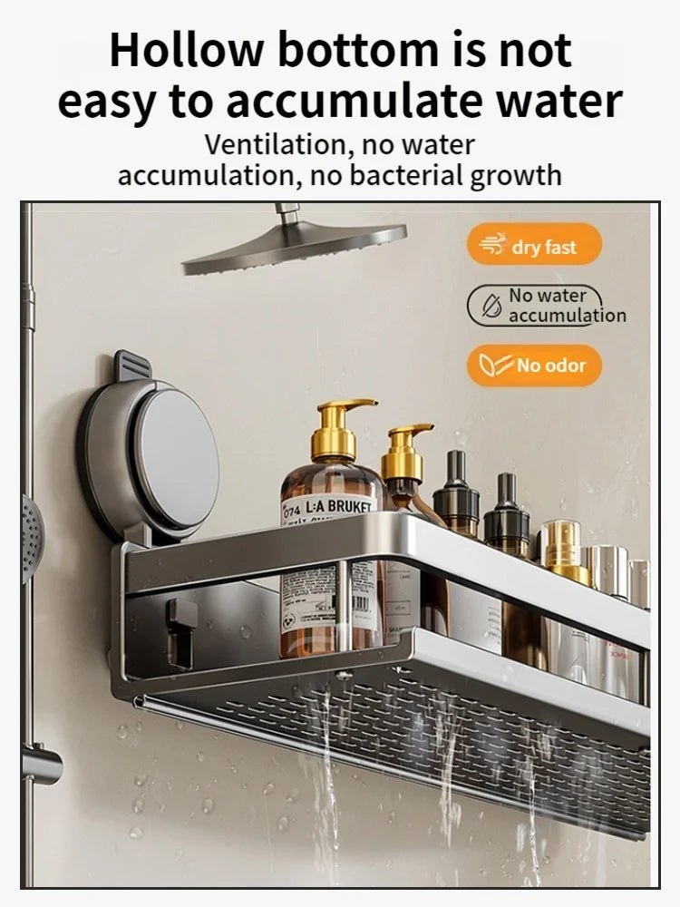Bathroom shelf with suction cup – No drilling required