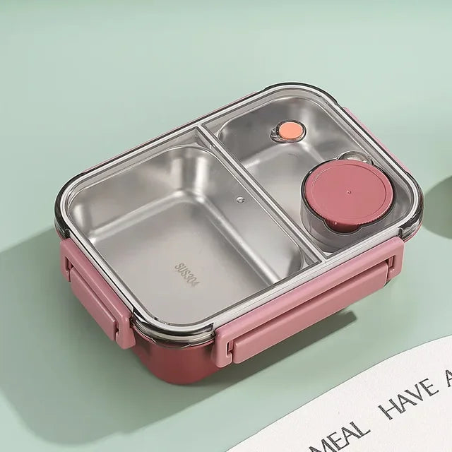 Insulated stainless steel lunchbox with bento compartments