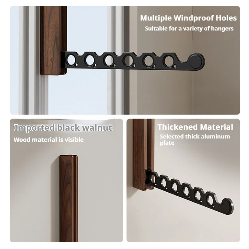 Wandgarderobe Klappbar Holz mit Metallstange für Kleidung