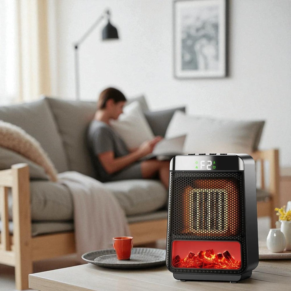 Keramik-Elektroheizung mit Flammeneffekt-Fenster