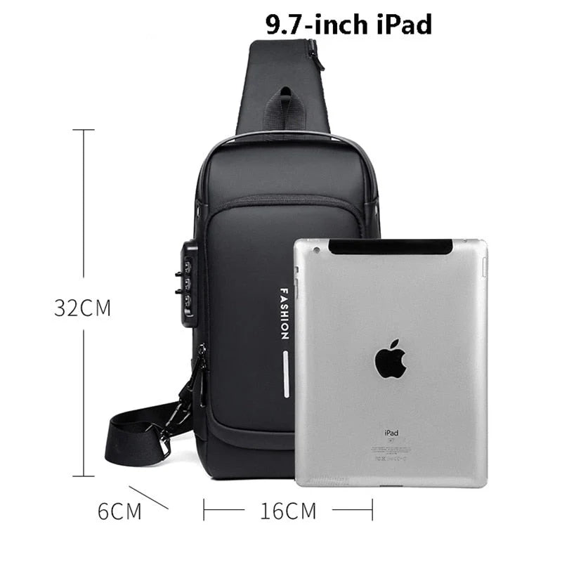Crossbody-Bag mit USB-Anschluss & Zahlenschloss – Diebstahlsicher
